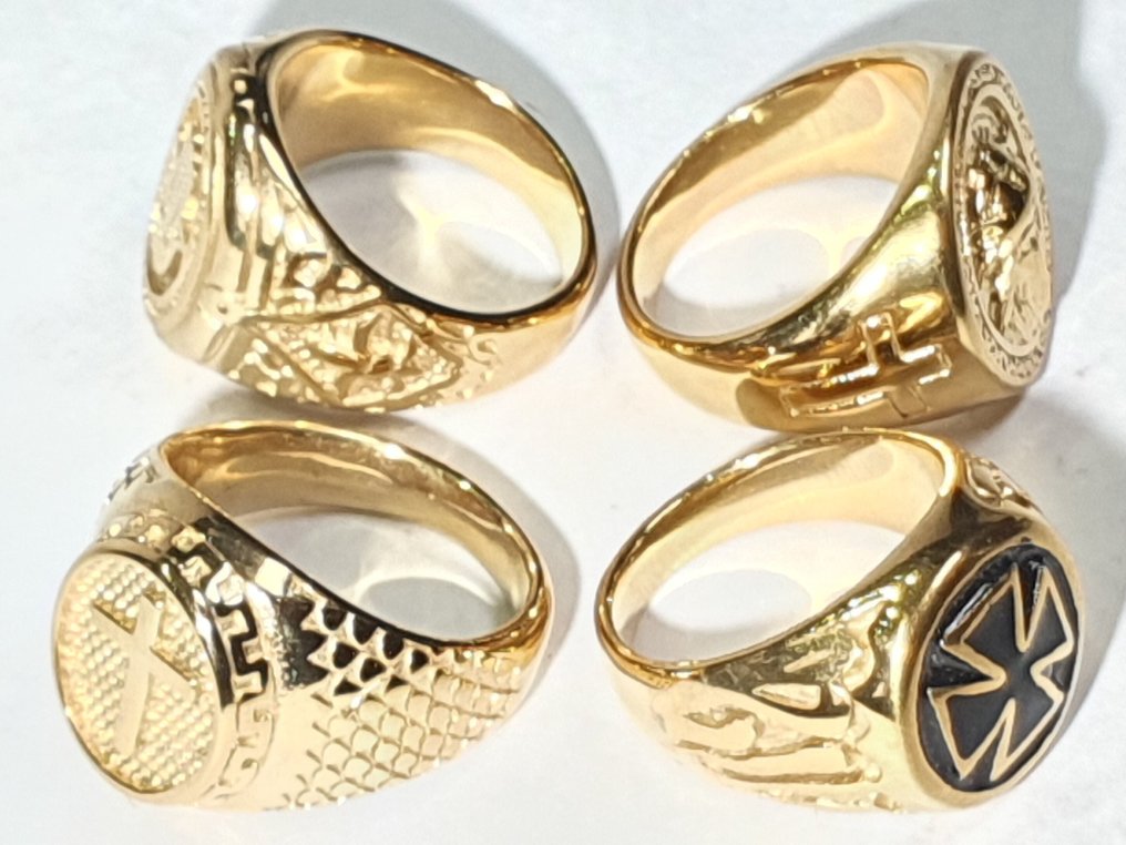 四个精神之环：法蒂玛之手、圣殿十字架、基督与拉丁十字架——黄金浴 - 戒指 #2.1