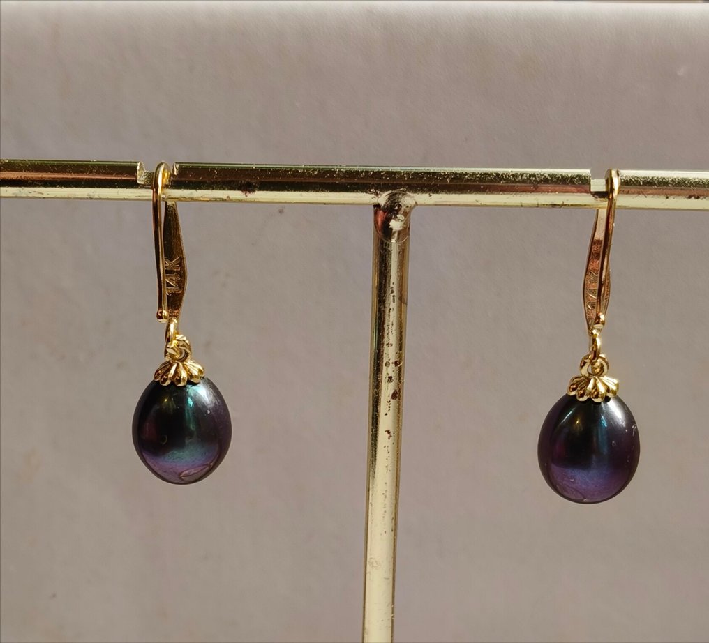 没有保留价 - 吊式耳环 - 14K包金 黄金 珍珠 #4.3