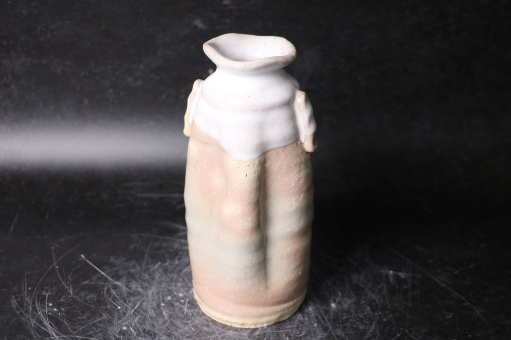 传统萩烧花瓶，白色流动釉面 - 陶瓷 - 脇本玄庵 Wakimoto Genan - Katsusakagama - 日本 - 1900-2000 #1.0