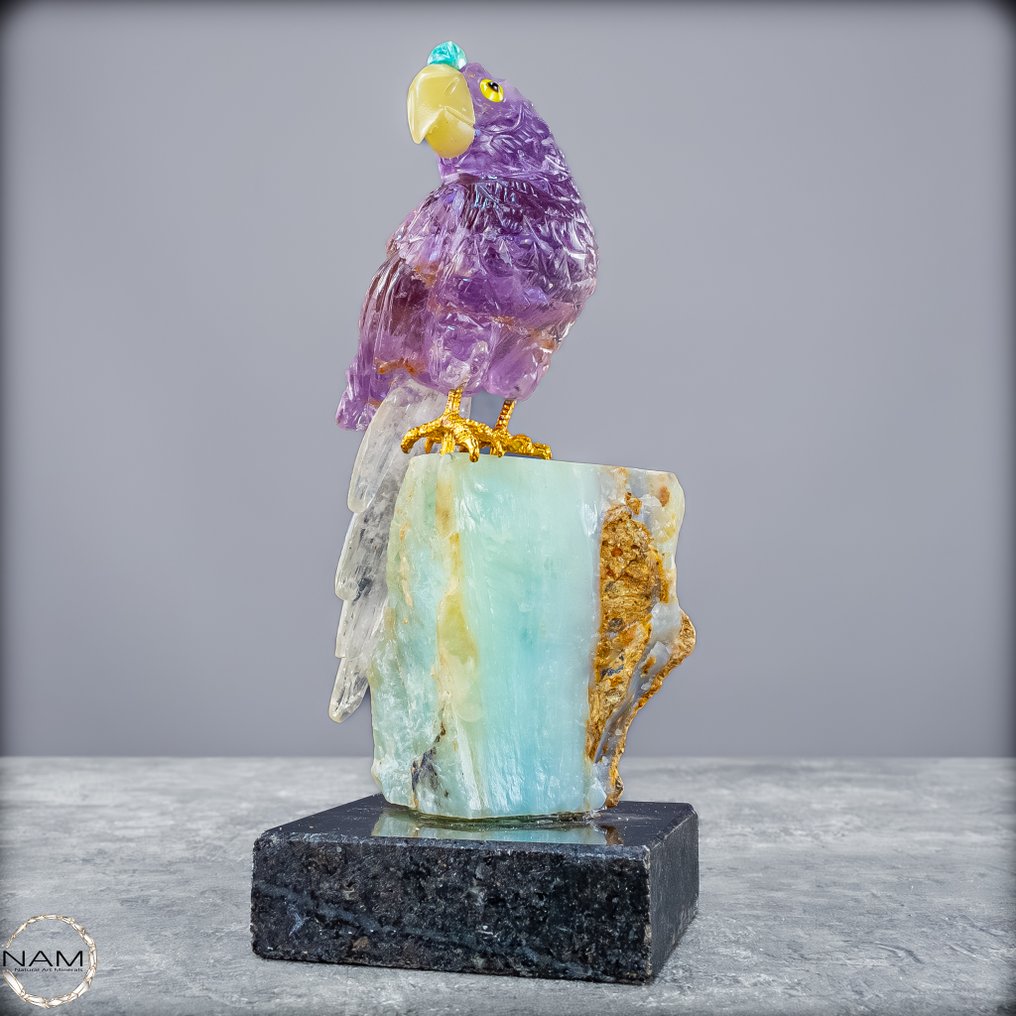 Artfully clear amethyst parrot. Andes Opal- 451.16 g #4.3