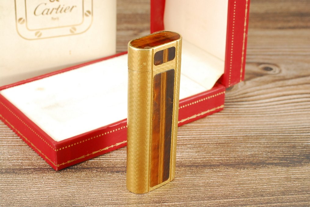 Cartier - Oval Gas Lighter - 口袋打火机 - 镀金（Plaqué Or G）天然虎睛石镶嵌 #2.1
