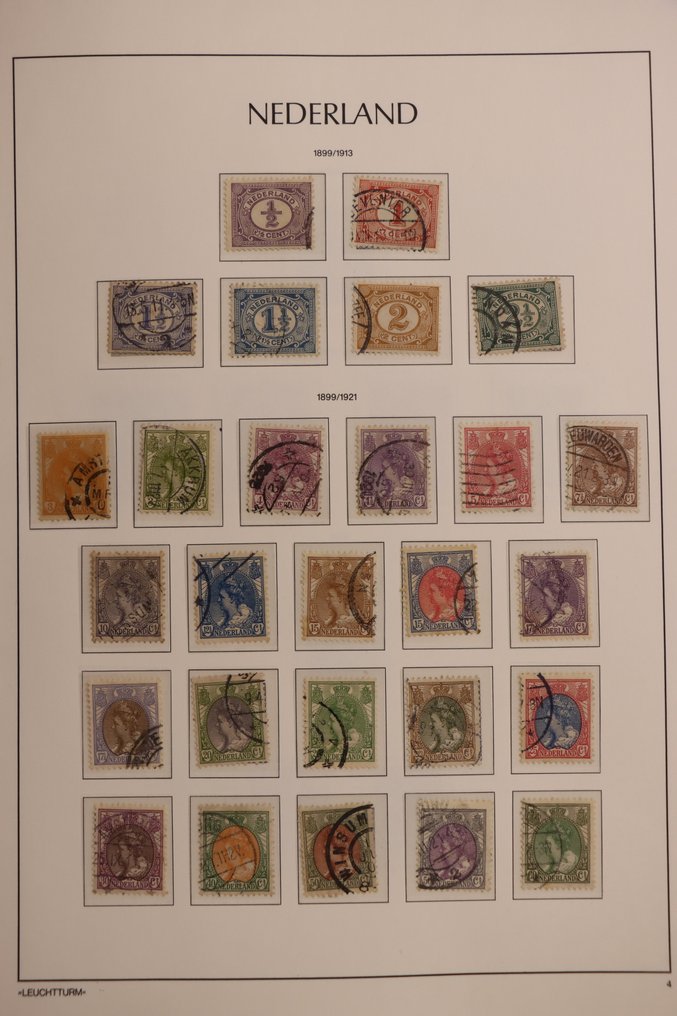 Pays-Bas 1852/1945 - Collection de feuilles Leuchtturm avec de beaux tampons. #3.2