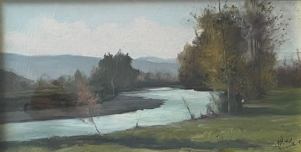 Rutilio Muti (1904-1995) - Paesaggio di campagna col fiume Sevie #1.0