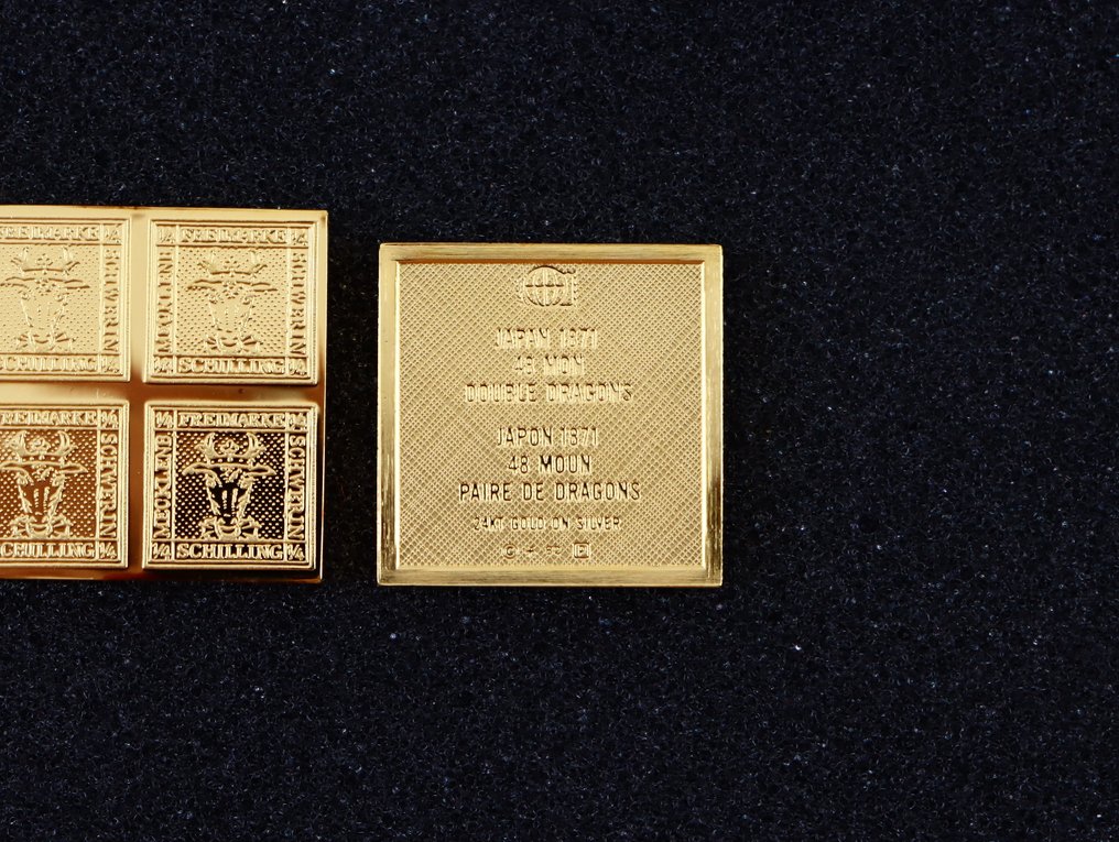 World  - Official Gold on Silver Proofs 24K - First Stamps of the World (4x) #4.3