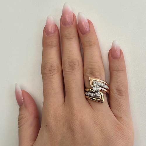 Statement δαχτυλίδι - 18 καράτια Κίτρινο χρυσό, Λευκός χρυσός, Ροζ χρυσό Διαμάντι (Φυσικό)  #1.0