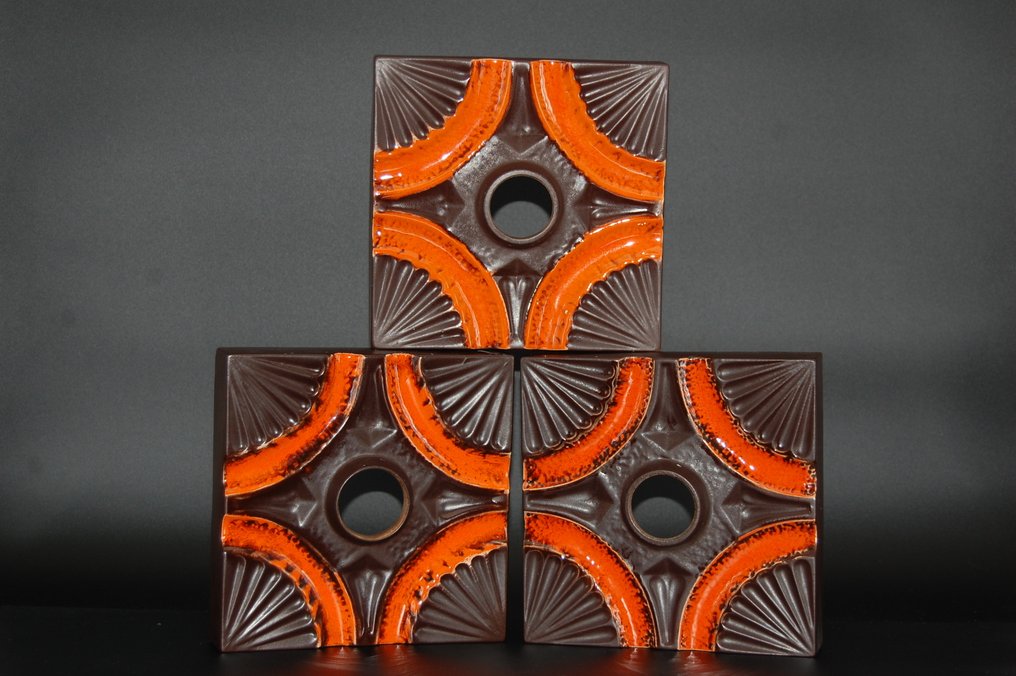 21x21cm - 壁灯 (3) - 陶瓷 - 1970年代 #1.0