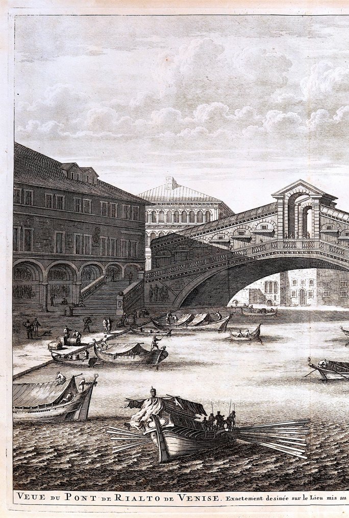 義大利 - 威尼斯,里亚尔托桥; P. Mortier - Veue du Pont de Rialto de Venise - 1704 #1.0