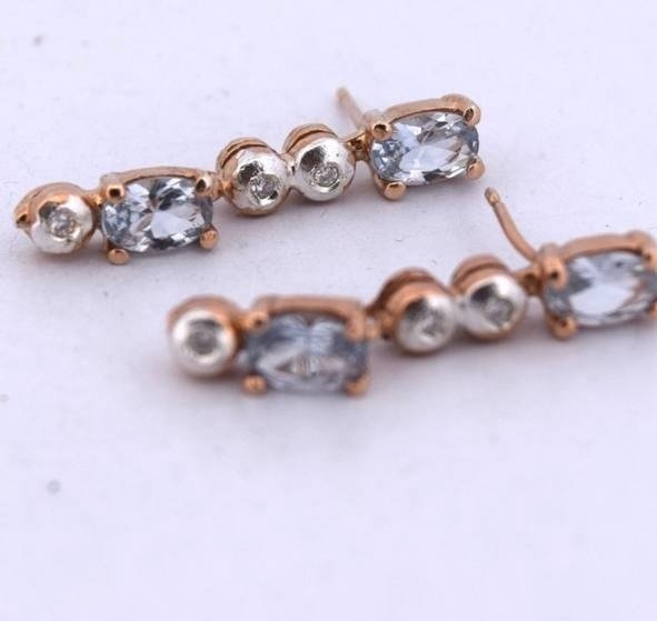 χωρίς τιμή ασφαλείας - Σκουλαρίκια - 9 kt. Ροζ χρυσό -  1.85ct. tw. Ακουαμαρίνης - Διαμάντι #1.0