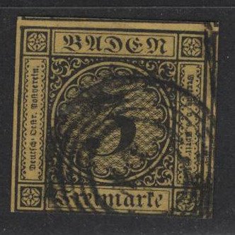 Baden 1851/1853 - pression écrasante, 4 valeurs, dont deux fois vérifiées #1.0