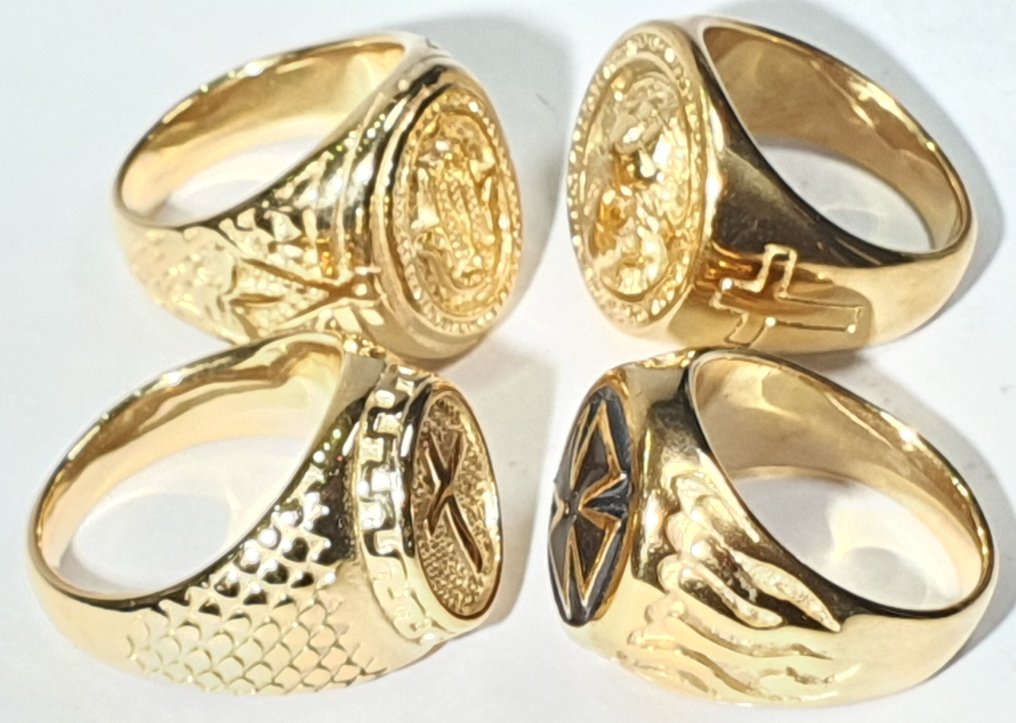 四个精神之环：法蒂玛之手、圣殿十字架、基督与拉丁十字架——黄金浴 - 戒指 #1.0