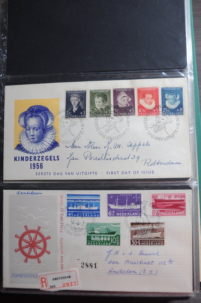 Netherlands  - Collection of FDCs from the 1950s in various albums. #1.0