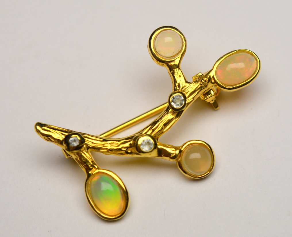 Ingen mindstepris - Broche 925 sølv Opal - Akvamarin #3.2