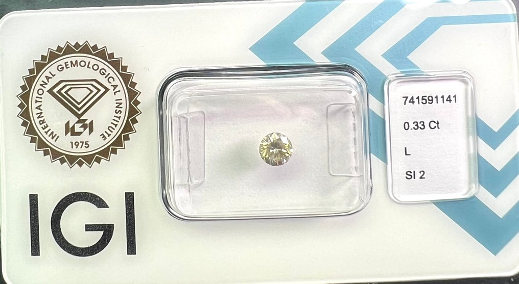 没有保留价 - 1 pcs 钻石  (天然)  - 0.33 ct - 圆形 - L - SI2 微内含二级 - 国际宝石研究院（IGI） #2.1