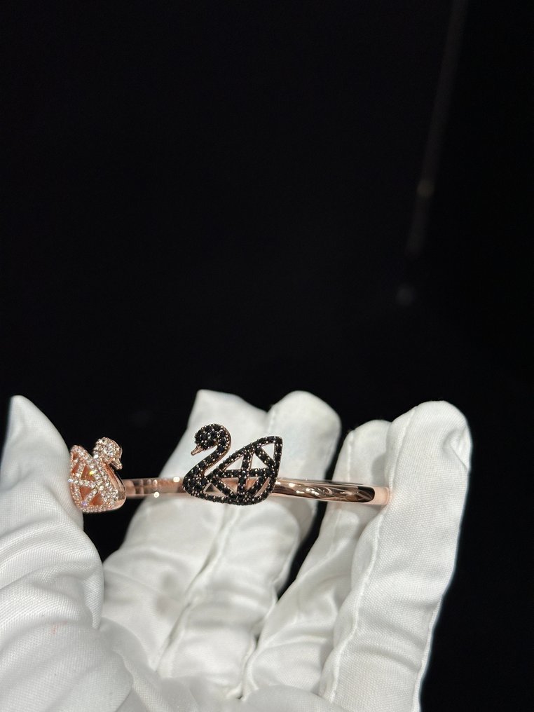 Swarovski - Άγαλμα, Facet Swan Series Two-Tone Hollowed-Out Swan Open Bangle - 0 cm - Κρύσταλλο #3.2