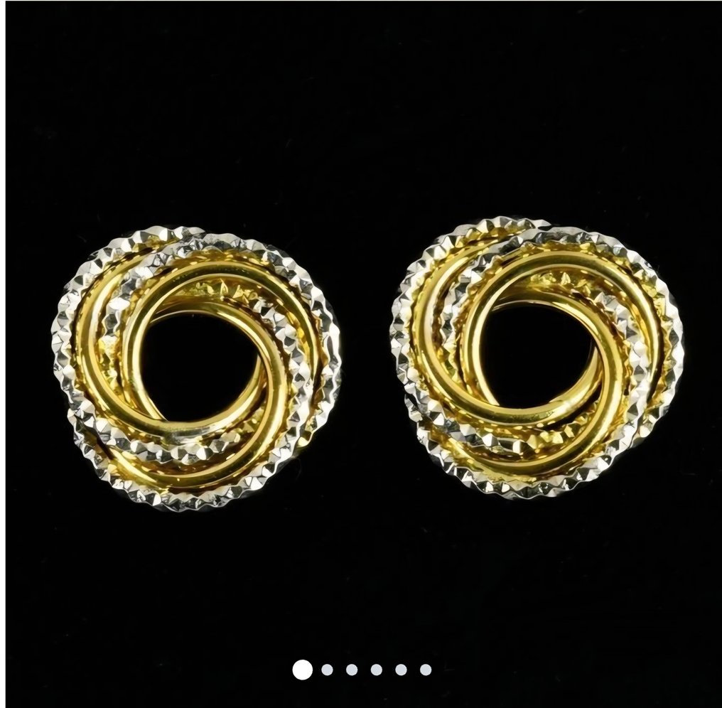 耳環 - 18 克拉 黃金 - 黄金和白金 #1.0