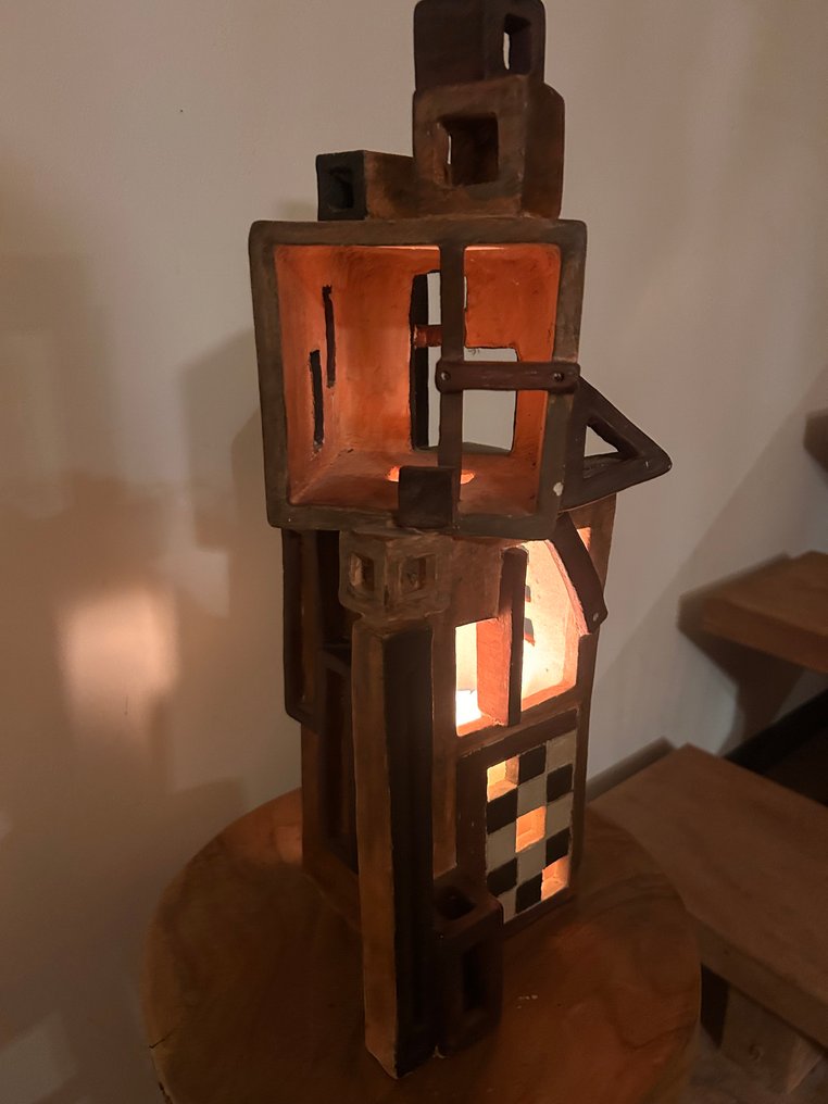Lantern - Brutalist art photophore made of clay / ceramic. #1.0
