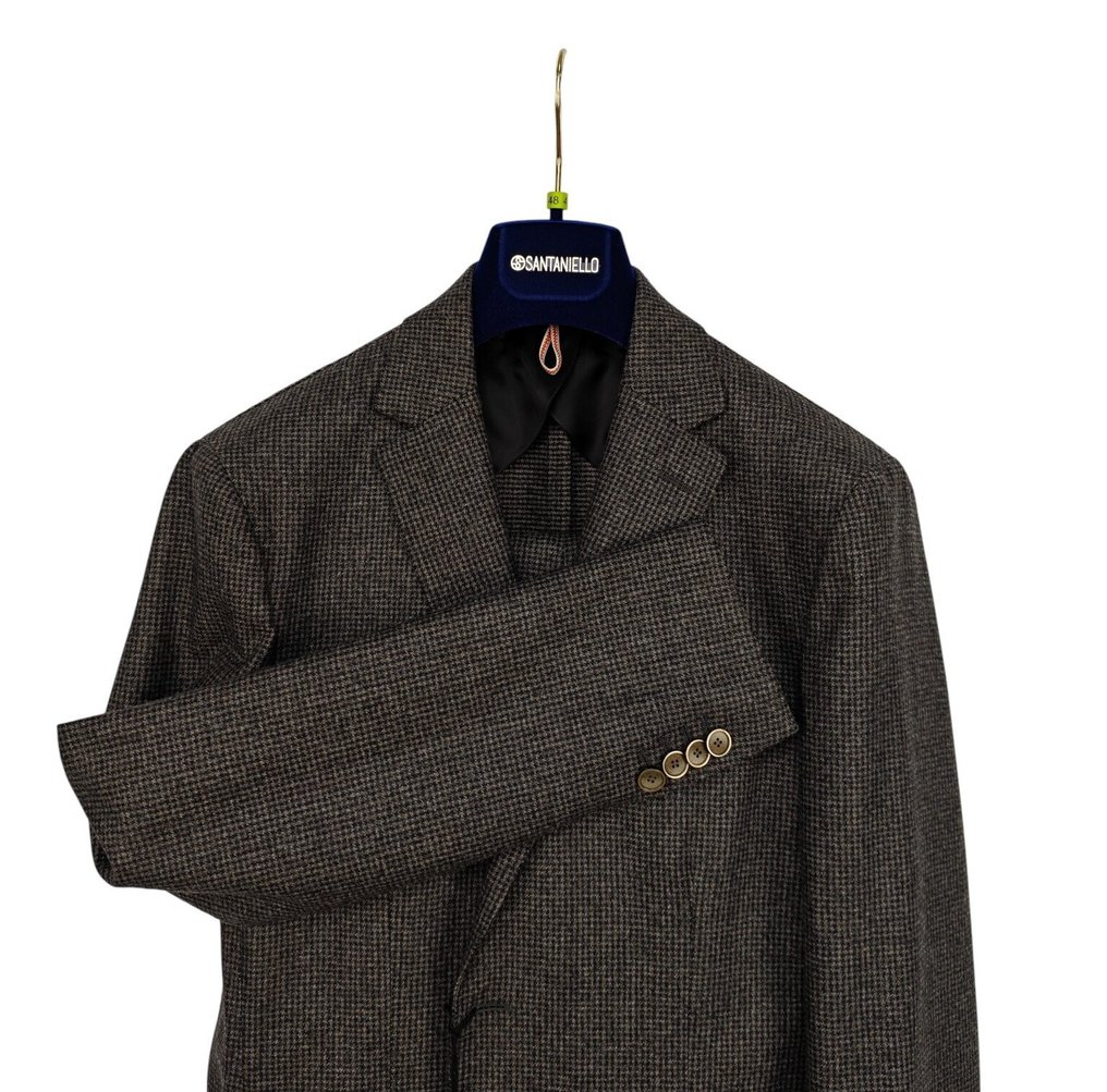 SANTANIELLO RRP 850€ Brown Micro-Check Suit VITALE BARBERIS CANONICO Wool – Made in Italy - 54 IT - 男士西裝 - New with tags #4.3
