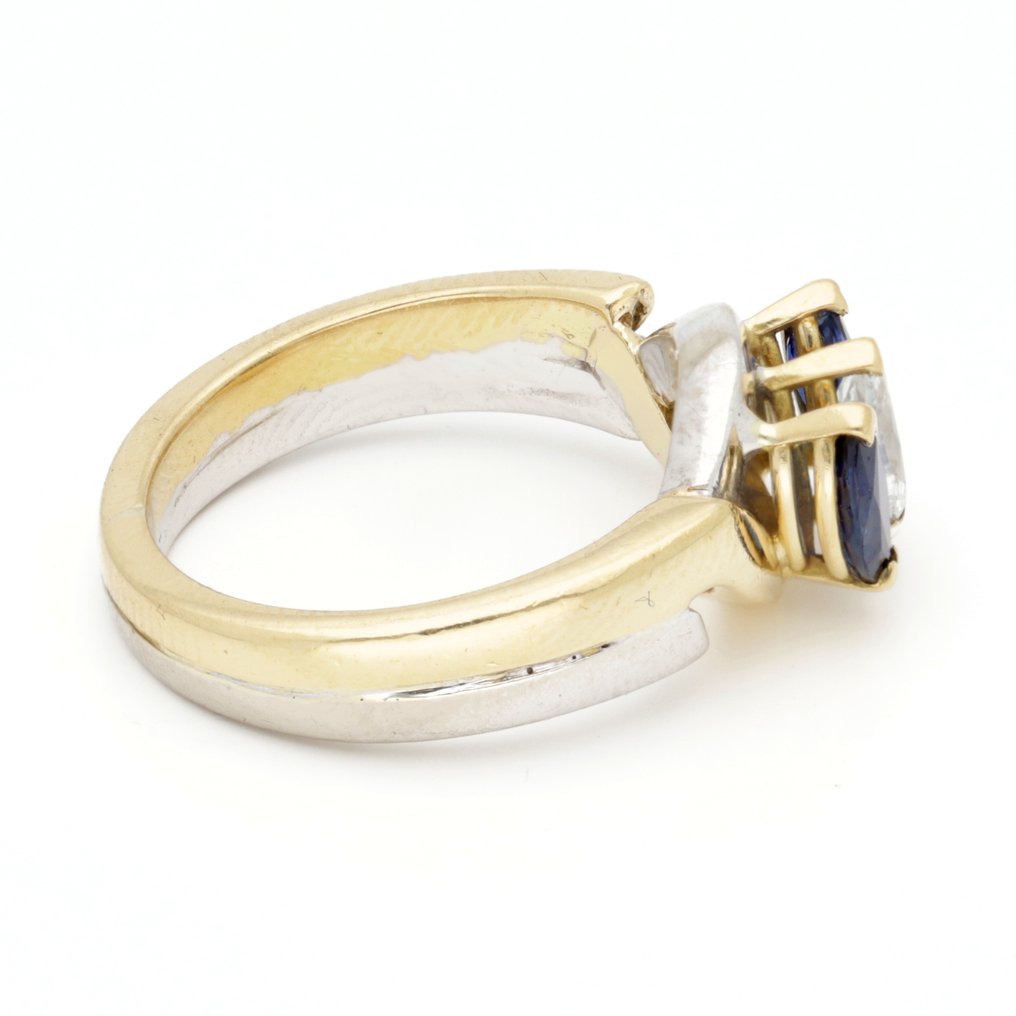 Δαχτυλίδι - 18 καράτια Κίτρινο χρυσό, Λευκός χρυσός Διαμάντι (Φυσικό)  - Ζαφείρι #4.3