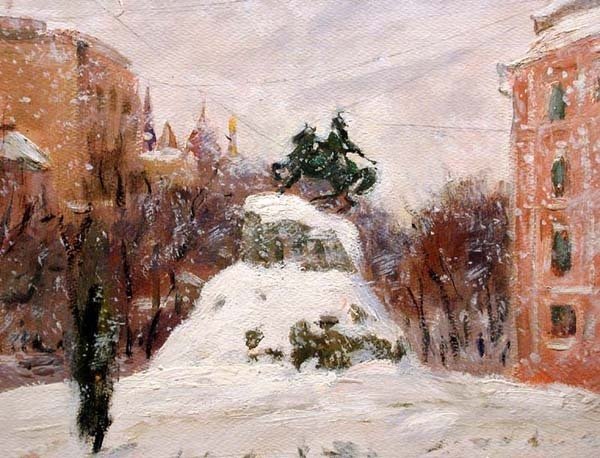 Yurij Severin (1927-?) - Kiew: Winter View of Bogdan Chmelnitzky Square #4.3
