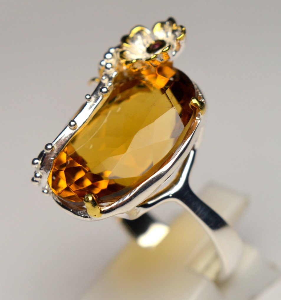 χωρίς τιμή ασφαλείας - Δαχτυλίδι Ασήμι 925 Κιτρίνης - 27,00 ct #4.3