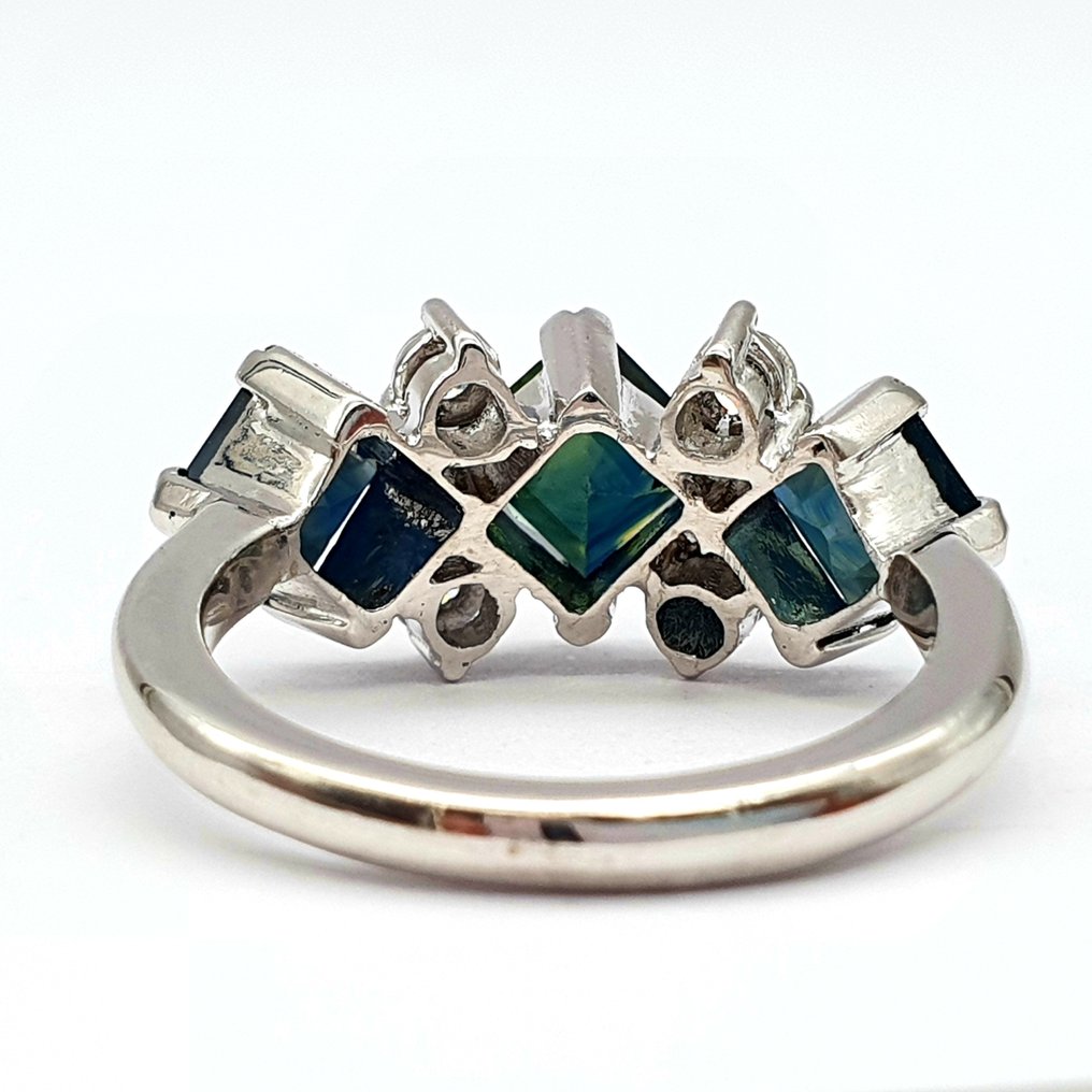 Ring - 18 kt Weißgold Saphir - Diamant #4.3