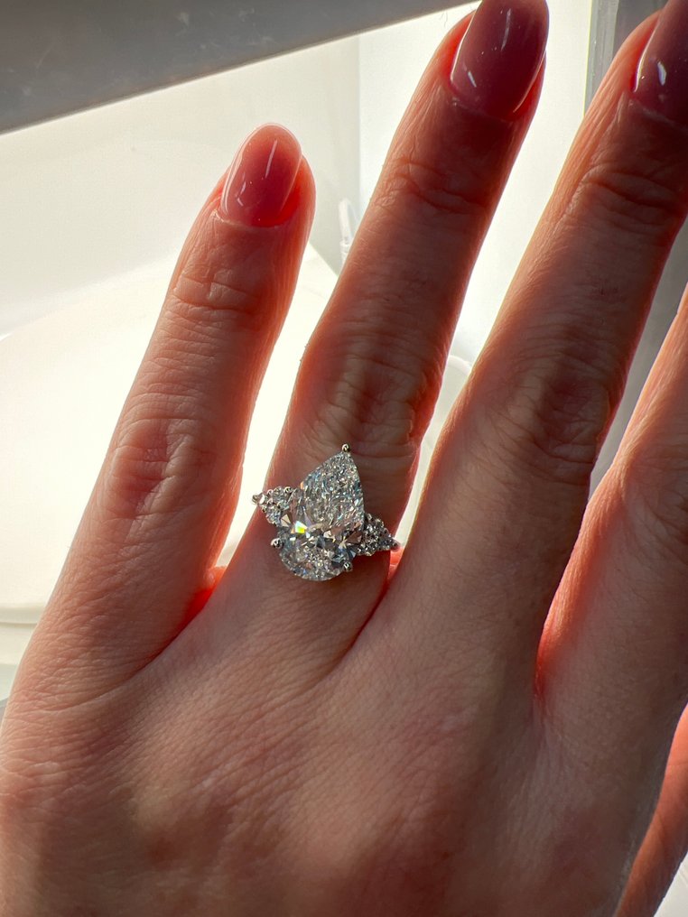 戒指 - 14K包金 白金 -  4.32ct. tw. 钻石 (实验室培育) - 钻石 #2.1