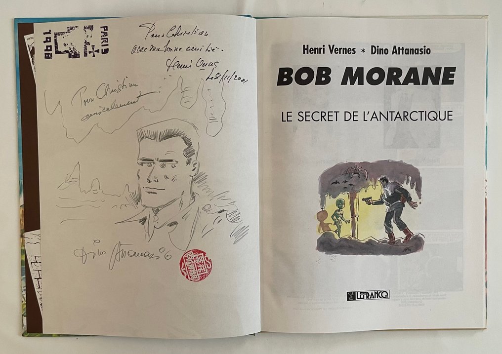 Bob Morane T2 - Le Secret de l'Antarctique + dédicace + dédicace manuscrite - C - 1 Album - Reprint - 1989 #1.0