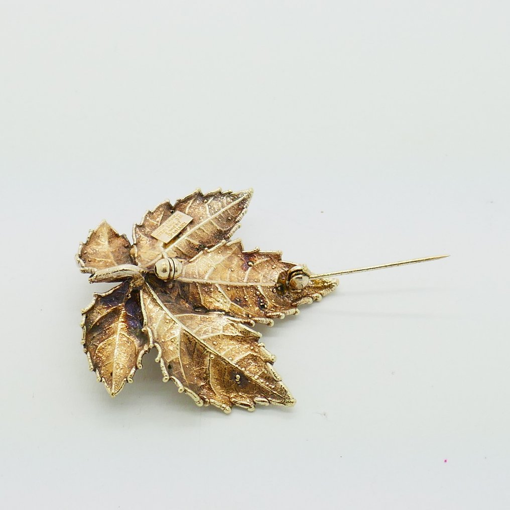 Senza prezzo di riserva - Spilla Argento, Placcato oro - Flora Danica - lametta #4.3