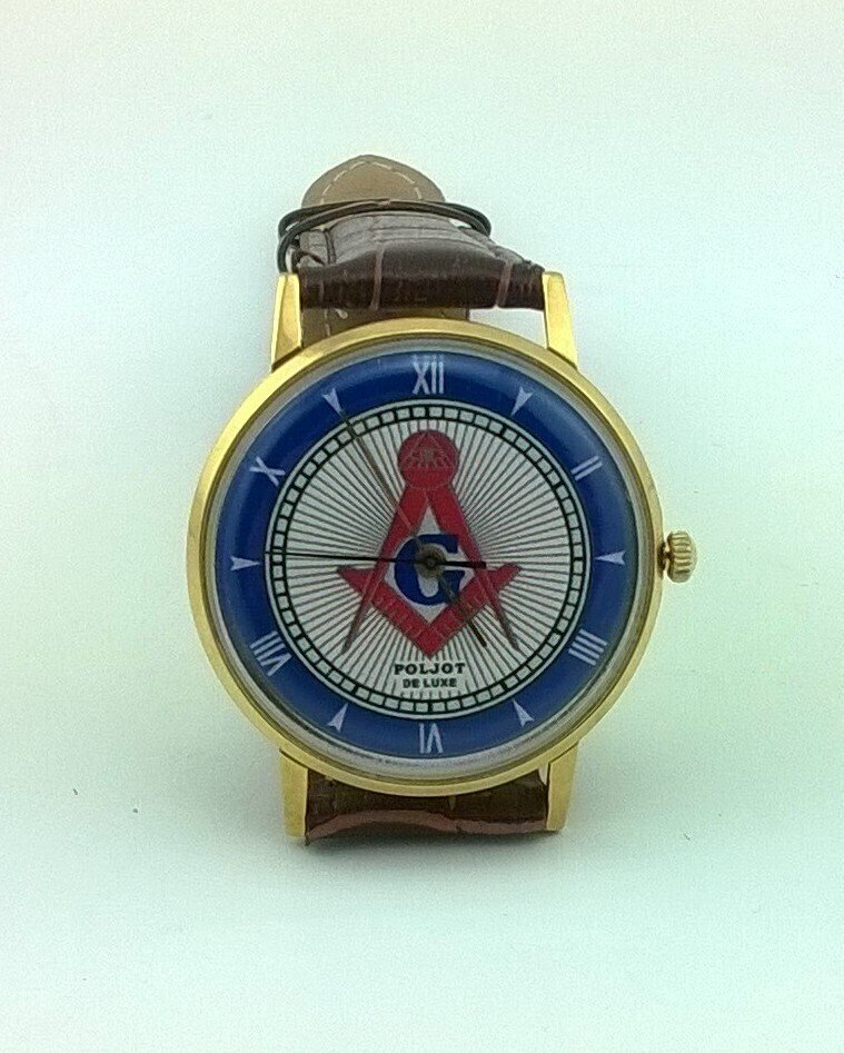 稀有的共济会Poljot De Luxe超薄手表——苏联制造——17珠手动上链飞行级机芯 - 軍用配件 #1.0