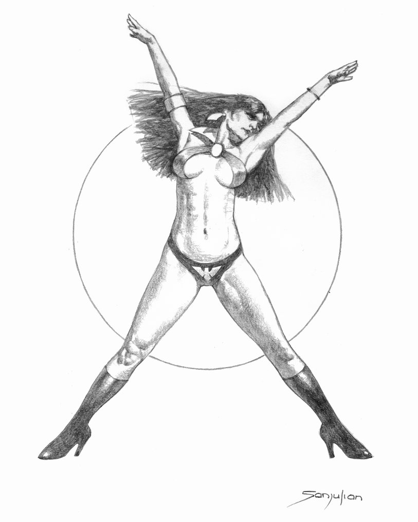 Sanjulian, Manuel - Eredeti ceruza - Vampirella "X Pose" - Hand Signed #1.0