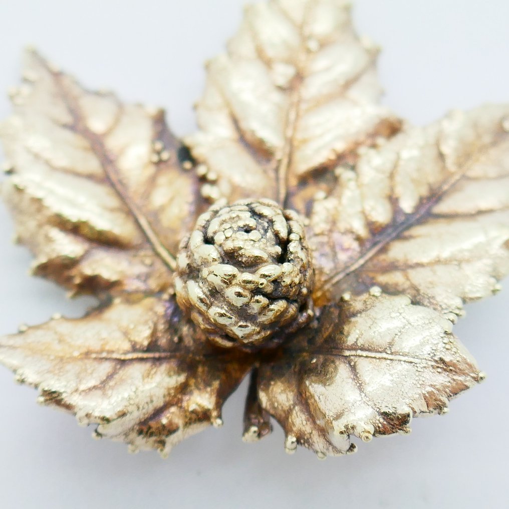 Senza prezzo di riserva - Spilla Argento, Placcato oro - Flora Danica - lametta #1.0