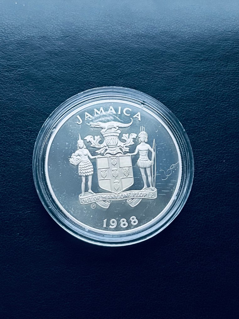 Jamaica. 25 Dollars 1988 silver coin, with a certificate  (No reserve price) #1.0
