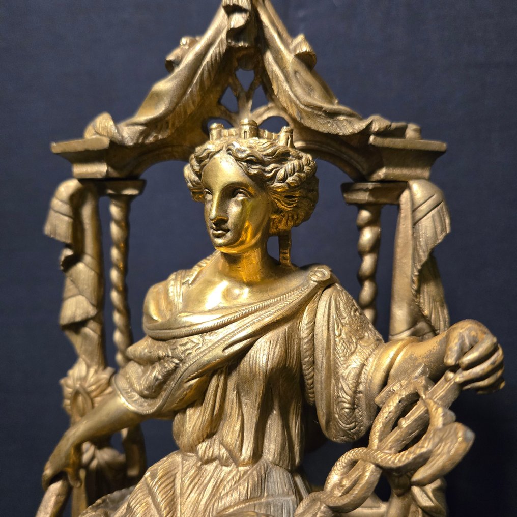 雕像壁爐架座鐘 文藝復興時期 - 铜鎏金 - 1850-1900 - 青铜挂钟 #3.2