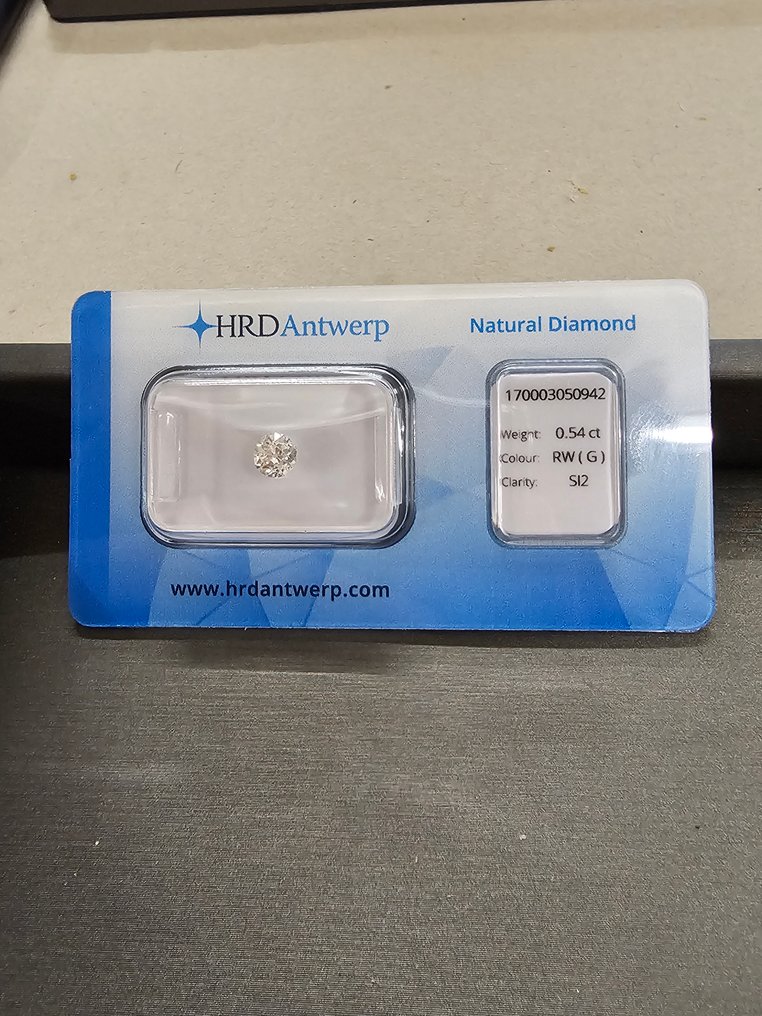 没有保留价 - 1 pcs 钻石  (天然)  - 0.54 ct - 圆形 - G - SI2 微内含二级 - 比利时高阶层钻石议会 #1.0