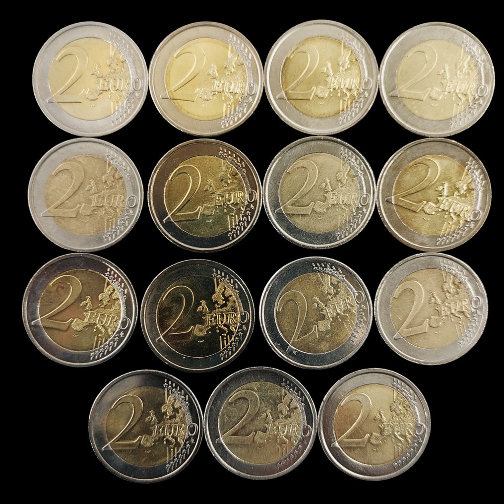 歐洲. 2 Euro 2007/2015 (15 coins)  (沒有保留價) #1.0