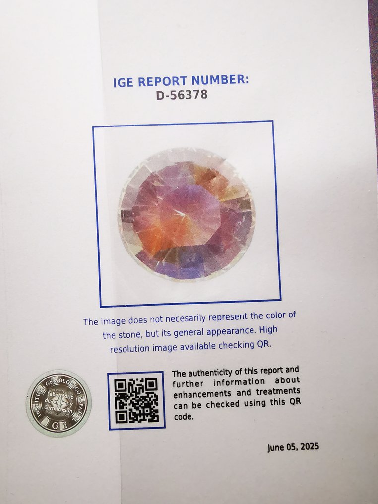 没有保留价 - 1 pcs  多色 月光石  - 1.63 ct - 西班牙宝石学院（IGE） - MOONSTONE/RAINBOW #3.2