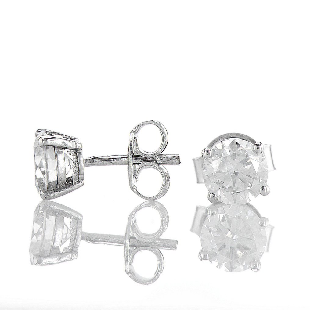 χωρίς τιμή ασφαλείας - Σκουλαρίκια - 14 καράτια Λευκός χρυσός -  0.96ct. tw. Διαμάντι (Φυσικό) - E-F COLOR SI2 #4.3