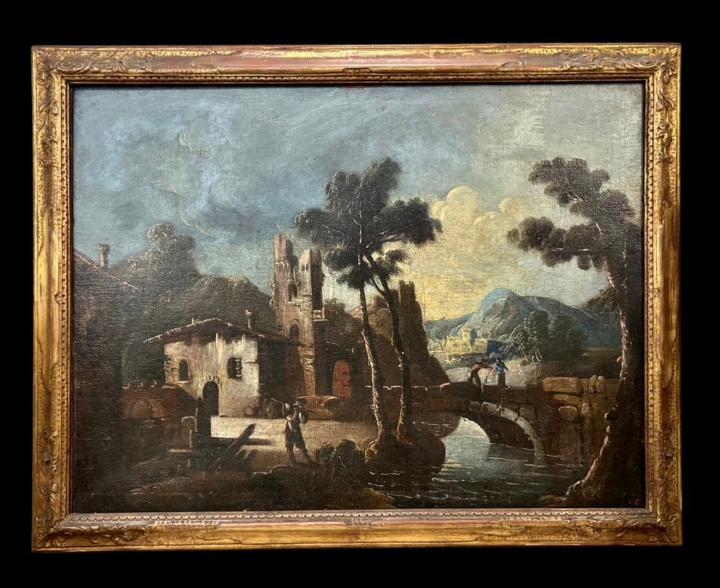 Claude Lorrain (1600-1682), seguace d - Paesaggio ideale con rovine e figure #1.0