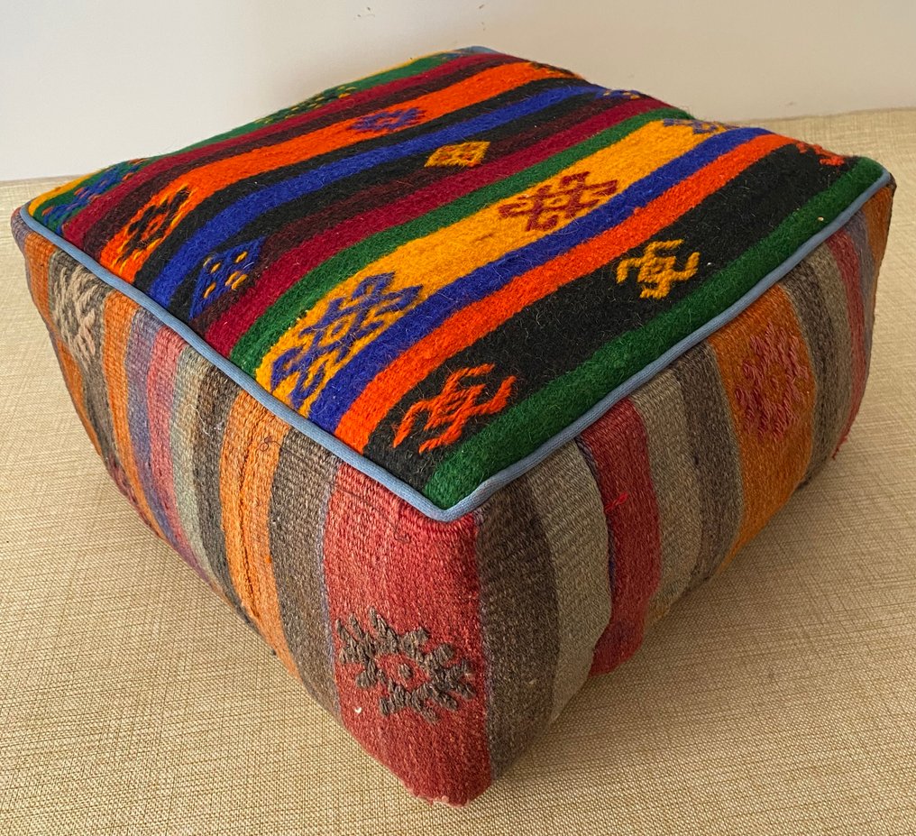 Kelim Poef - 凯利姆平织地毯 - 48 cm - 48 cm #4.3