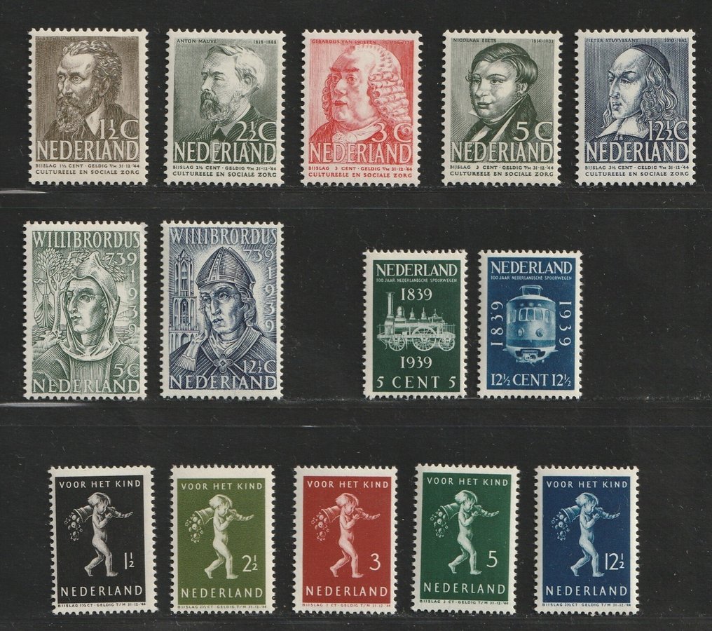 Países Bajos 1939/1940 - Edición 1939 en Traliezegels, incl. combinaciones. - NVPH 318/331, 356/373, 356a/d #1.0