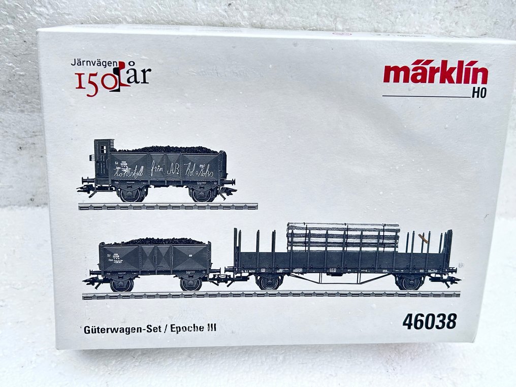 Märklin H0 - 46038 - Σετ τρένου μοντελισμού μεταφοράς εμπορευμάτων (1) - Σετ εμπορευματοκιβωτίων SJ - SJ #1.0