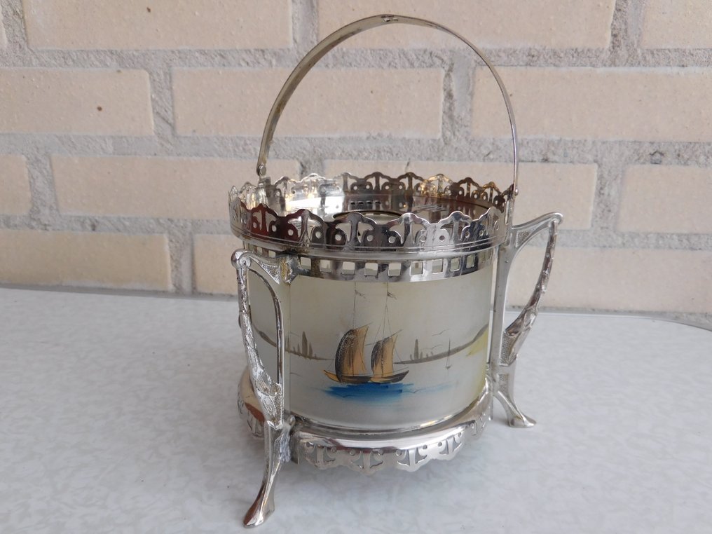 Tealight holder - Silver-plated metal - cut glass - Art Deco - Antiques #1.0