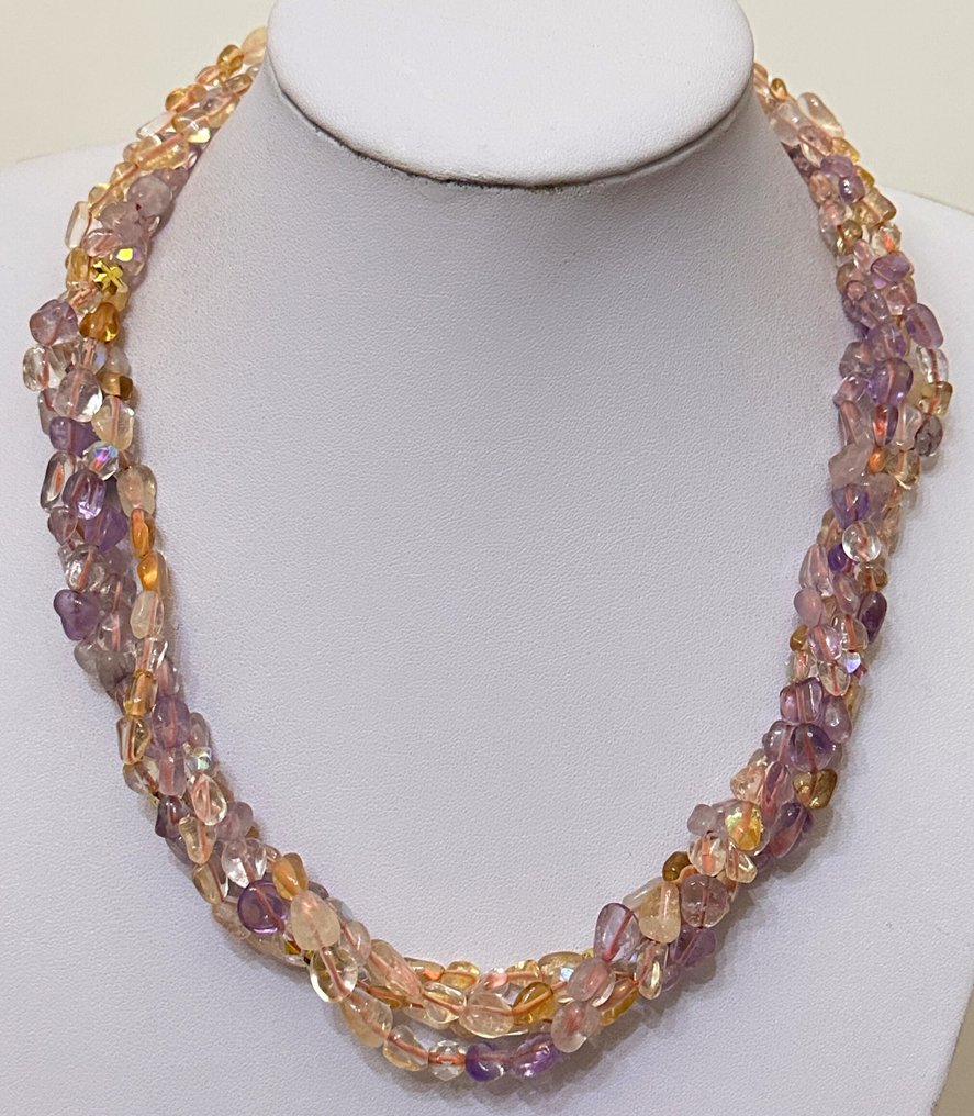 Κίτρινο; Αμαζονίτης; Αμέθυστος από τη Βραζιλία με Σταυρό Γρηγοριανό από αιματίτη. Θεία Προστασία. - Κολιέ με μενταγιόν - Υψηλή ποιότητα. Ασήμι 925. #4.3