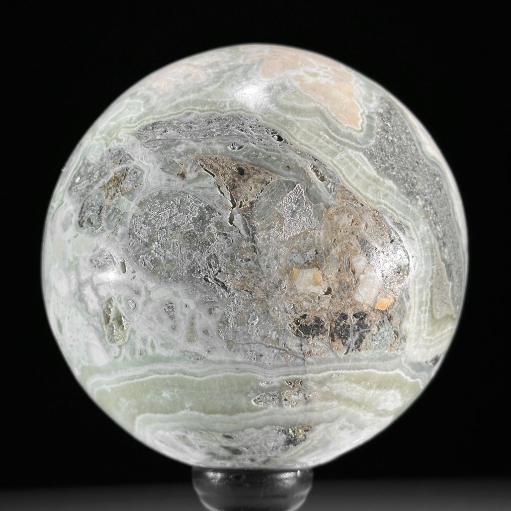 无底价 - 精美的缟玛瑙一对 定制支架上的球体- 3100 g - (2) #2.1