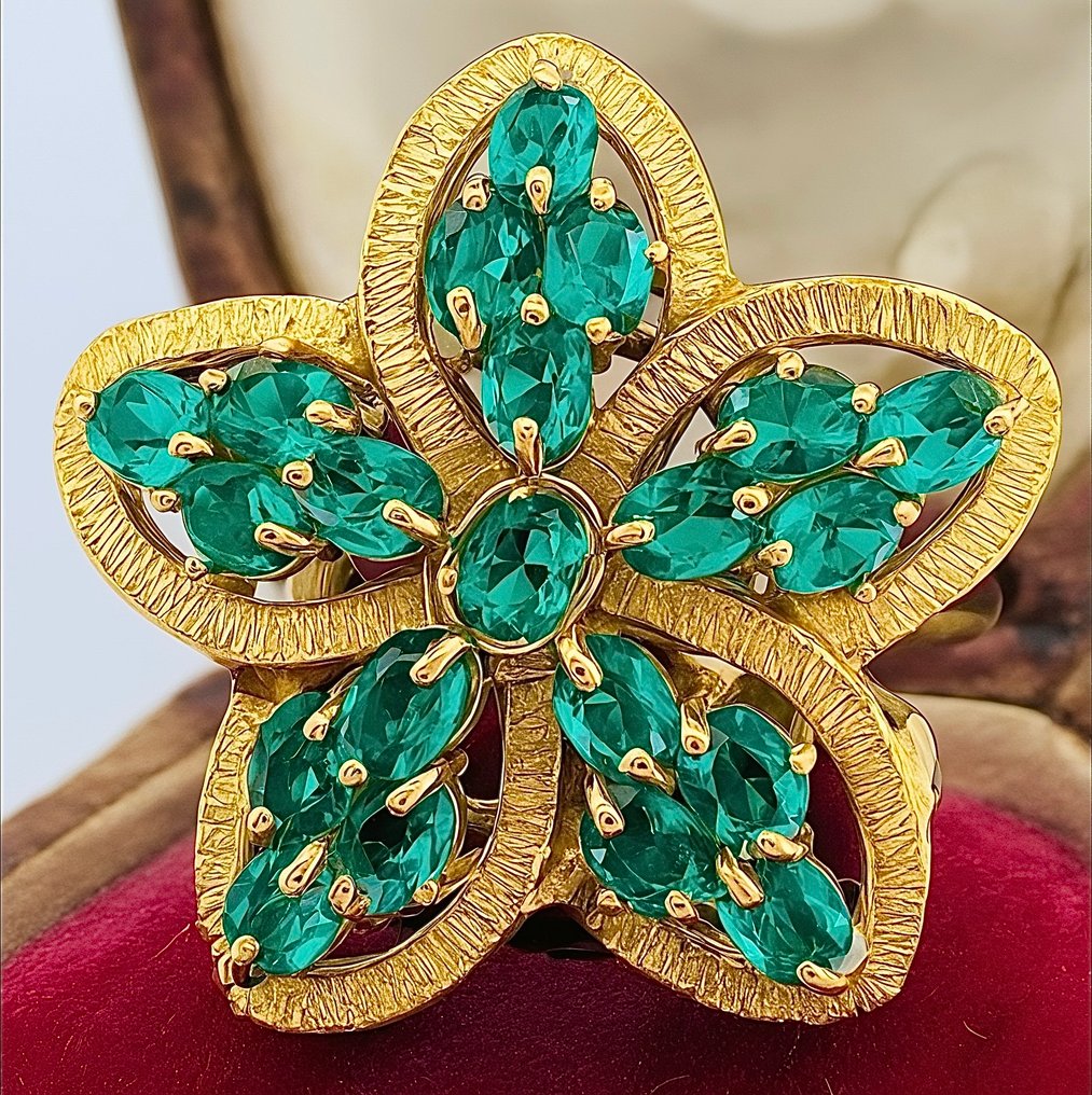 没有保留价 - 戒指 - 9 kt. 黄金, 银 祖母绿 #2.1