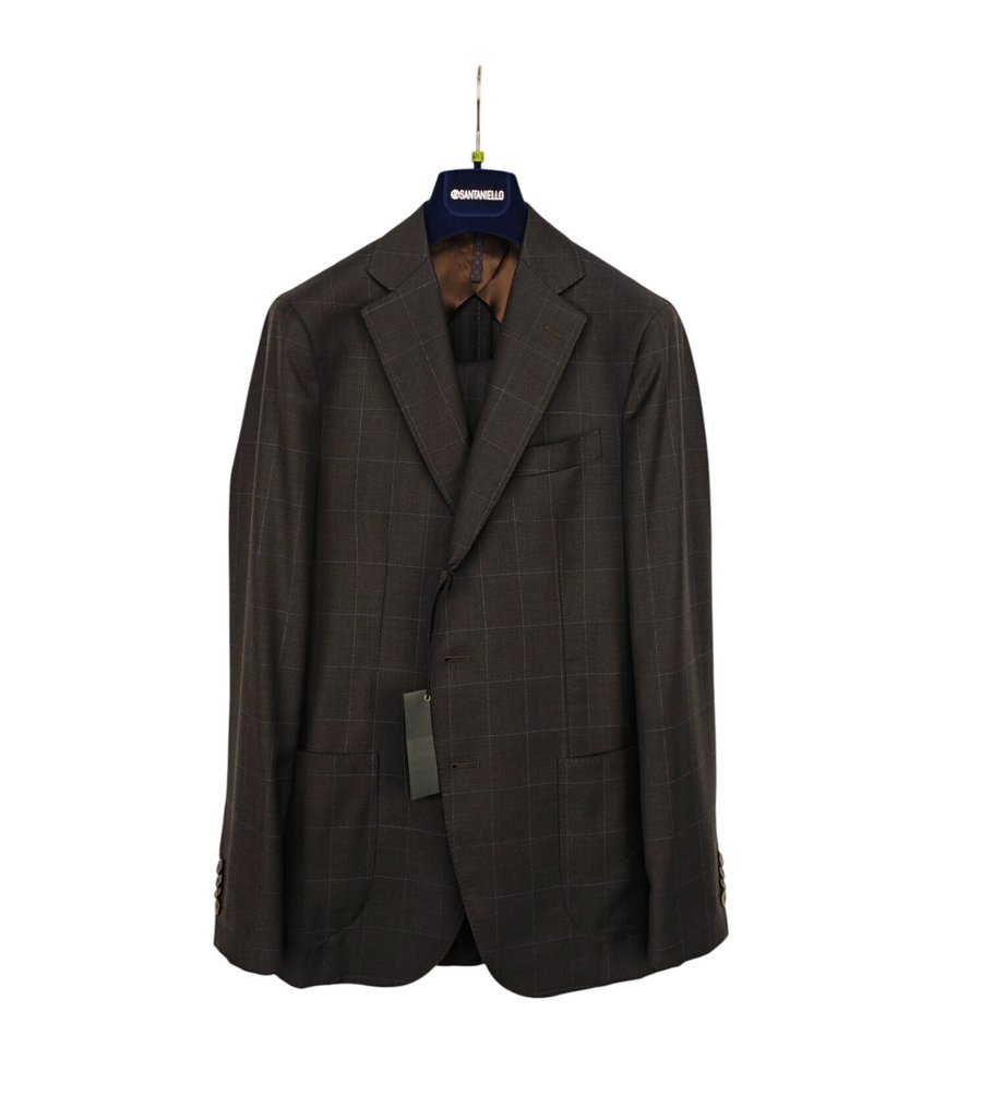 SANTANIELLO RRP 750€ Brown Checked Wool Suit – Made in Italy - 50 IT - Men's suit - New with tags #1.0