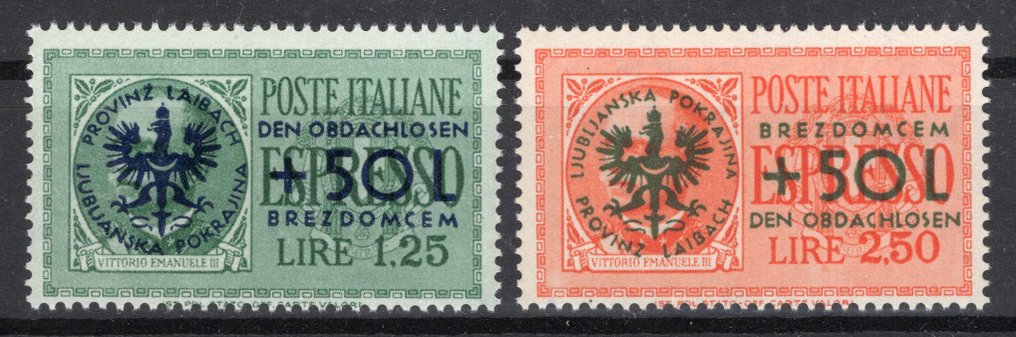 Laibach 1944 - Sentence checked the homeless **/MNH - Michel 31/32 #1.0