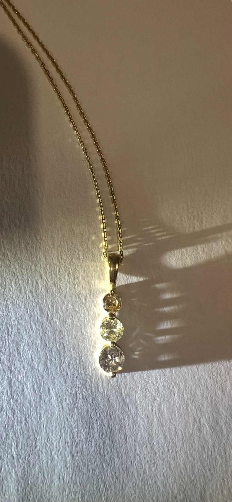 Κολιέ με μενταγιόν - 14 καράτια Κίτρινο χρυσό -  1.08ct. tw. Διαμάντι (Φυσικό) #4.3