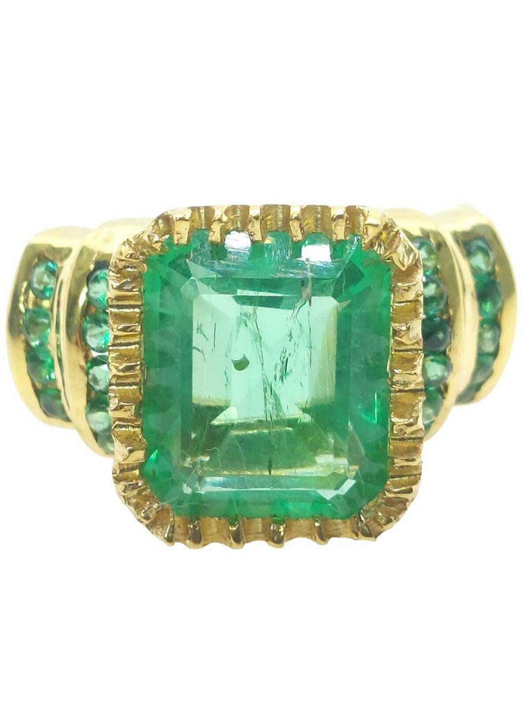 Ingen reservasjonspris - Ring - 9 karat Sølv, Gull Smaragd - Smaragd #1.0