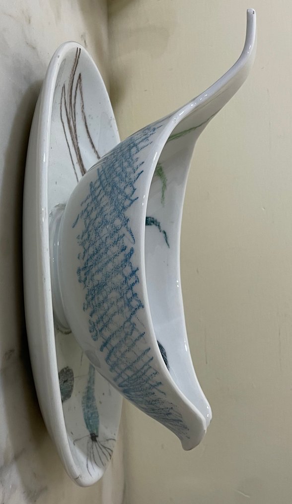 Figini Montecatini, 1960 circa - Σαλτσιέρα - Χωρίς τιμή εκκρεμούς - Χειροποίητη ζωγραφισμένη κεραμική #4.3